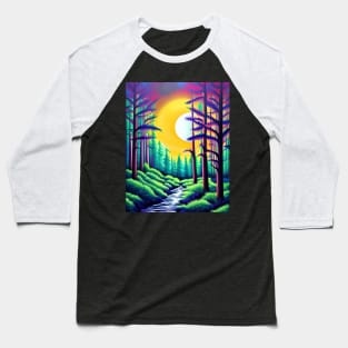 Beautiful Forest Moonlight Baseball T-Shirt